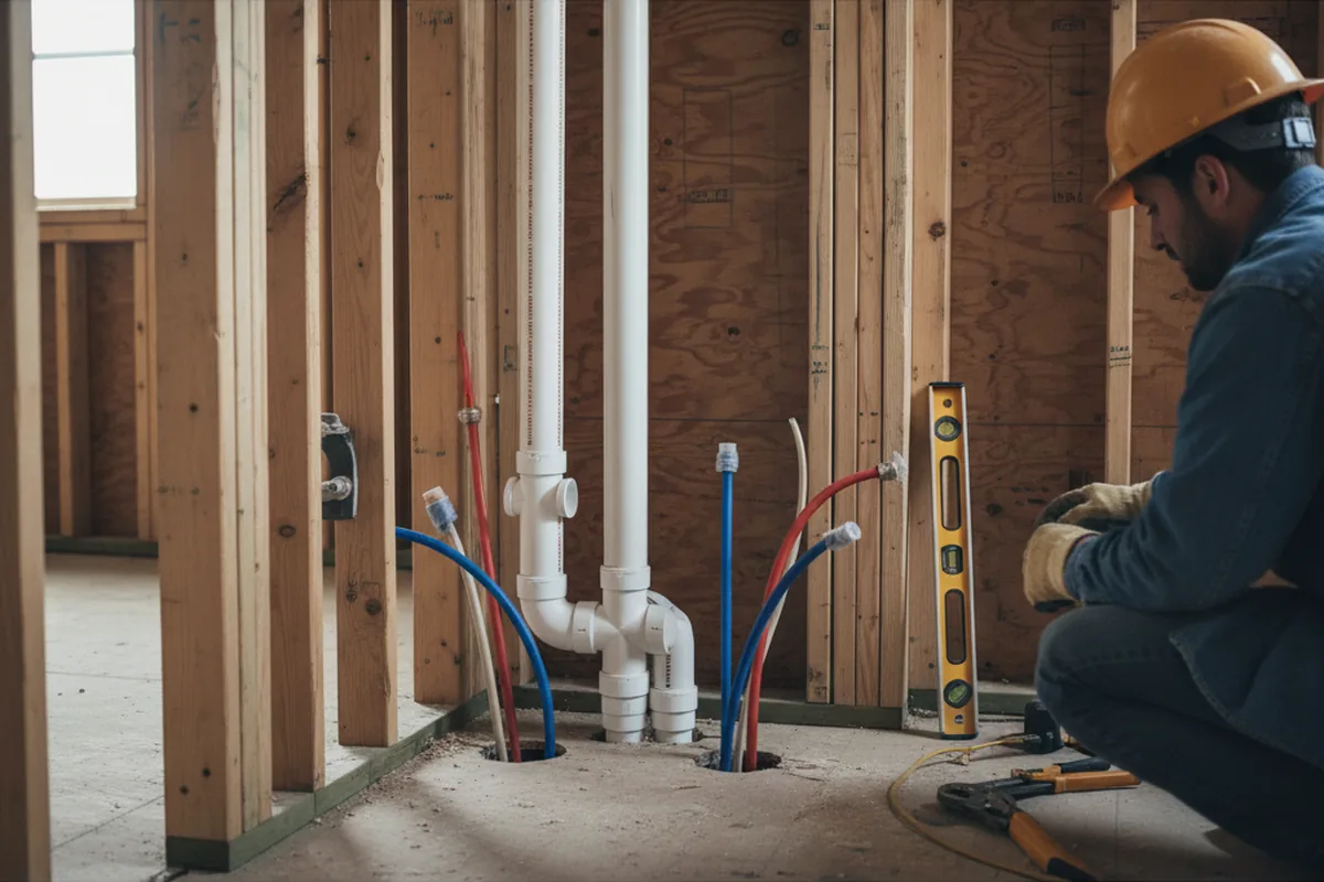Drain and supply rough-in during Garbage Disposal Repair in Fitzwilliam