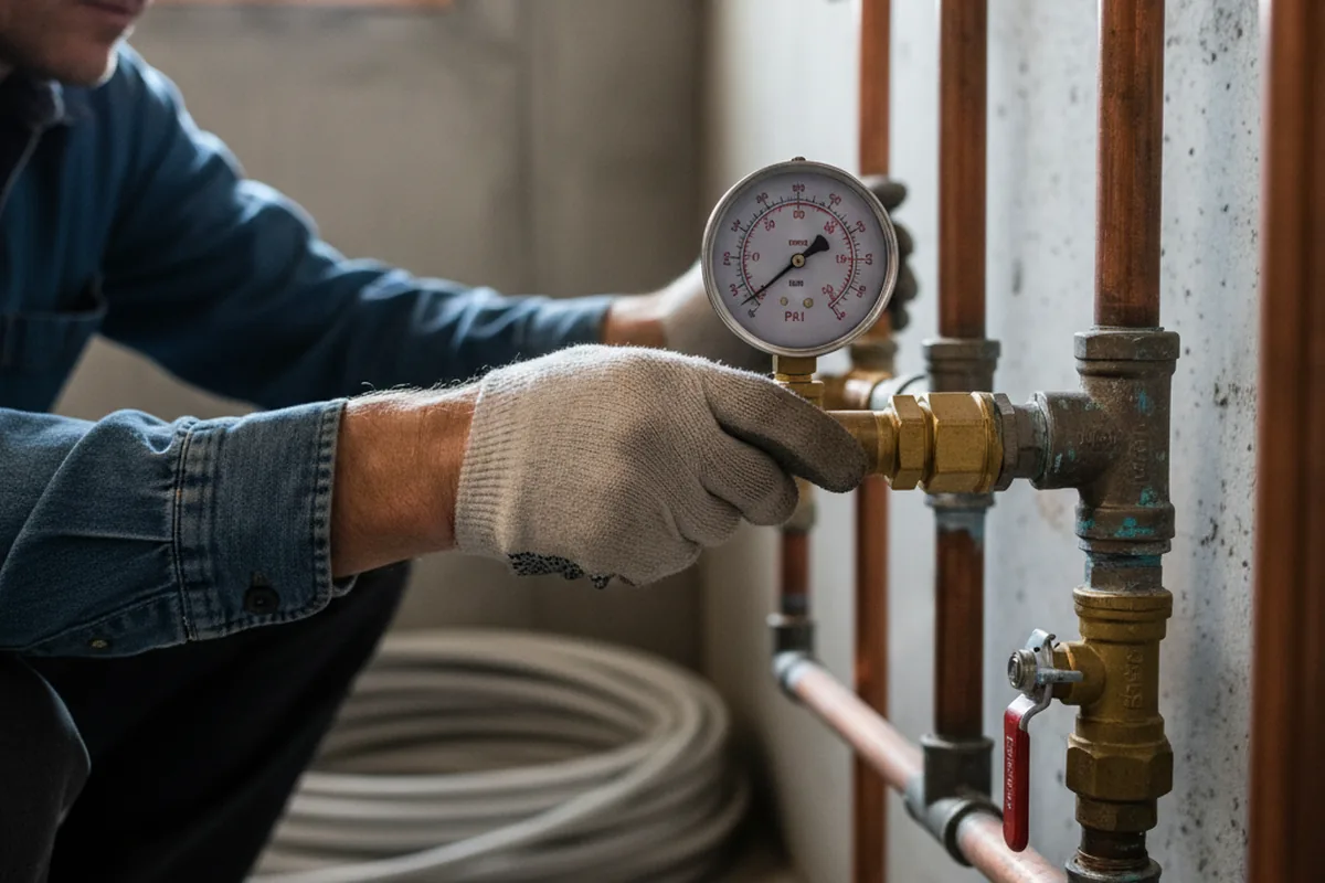 Pressure testing a repaired line during Water Line Repair in Fitzwilliam
